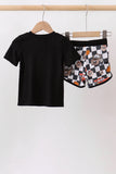 Black racing bamboo shorts set