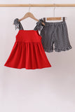Red Georgia Go Dawgs Smocked Ruffle Shorts Set