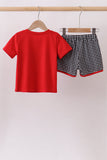 Red Georgia Applique Shorts Set