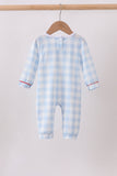 Blue Farm Embroidery Gingham Romper