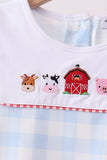 Blue Farm Embroidery Gingham Pants Set