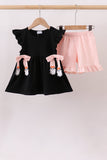 Black Ghost Ruffle Shorts Set