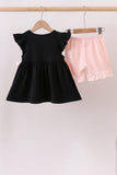 Black Ghost Ruffle Shorts Set