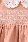 Coral Corduroy Smocked Ruffle Pants Set