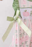 Sage Pumpkin Bow Embroidery Ruffle Bubble