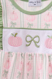 Sage Pumpkin Bow Embroidery Ruffle Bubble