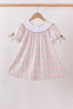 Sage Pumpkin Bow Embroidery Dress
