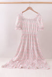 Pumpkin Bow Embroidery Mom Tiered Dress