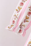 Pink Rose Stripe Ruffle Pants Set