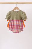 Camel Pumpkin Embroidery Ruffle Plaid Bubble