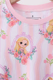 Pink princess stripe bamboo pajama set