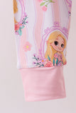 Pink princess stripe bamboo pajama set