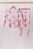 Pink princess stripe bamboo pajama set