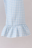 Blue pumpkin bow smocked lace ruffle pants set