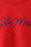 Red Mississippi Ole Miss Embroidery top