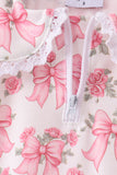 Pink Floral Bow Lace Skorts Set
