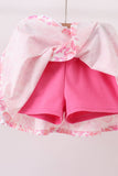 Pink Pumpkin Bow Lace Skorts Set