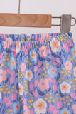 Purple Floral Ruffle Shorts Set