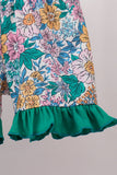 Green Floral Ruffle Shorts Set