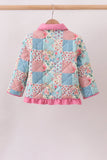 Pink Patchwork Floral Ruffle Jacket