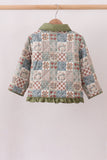 Green Patchwork Floral Ruffle Jacket