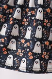 Orange Ghost Embroidery Ruffle Dress