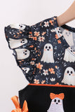 Orange Ghost Embroidery Ruffle Pants Set