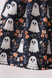 Orange Ghost Embroidery Ruffle Pants Set
