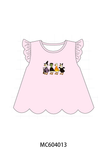 Pink goose embroidery ruffle top