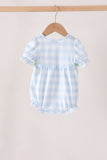 Blue Pumpkin Embroidery Gingham Bubble