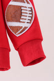Red football sequin mom&me top