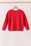 Red football sequin mom&me top