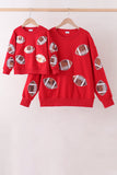 Red football sequin mom&me top