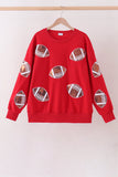 Red football sequin mom&me top