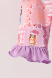 Purple christmas bluey bamboo ruffle pajama set