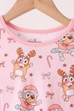 Pink bluey bamboo ruffle pants set