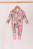 Pink Gingerbread Checkered Bamboo Romper