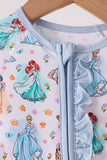 Blue princess ruffle bamboo romper