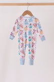 Blue princess ruffle bamboo romper