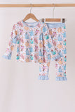 Blue princess ruffle bamboo pajama set