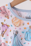 Blue princess ruffle bamboo pajama set