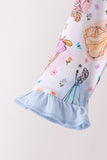 Blue princess ruffle bamboo pajama set