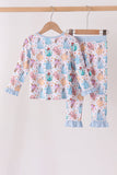 Blue princess ruffle bamboo pajama set