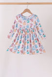 Blue princess ruffle bamboo dress