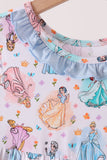 Blue princess ruffle bamboo dress