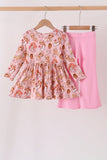 Pink princess print bamboo pants set