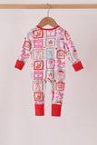 Red Santa Carousel Bamboo Romper