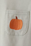 Sage Pumpkin Embroidery Plaid pants set
