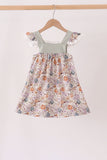 Pumpkin Embroidery Lace Ruffle Dress