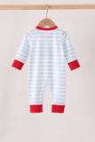 Blue stripe firework applique romper